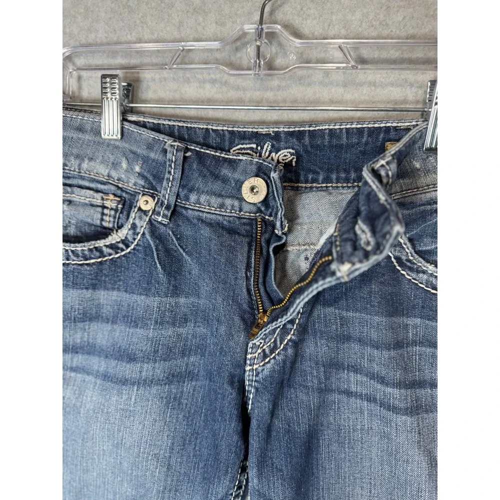 Silver Jeans Suki Womens 30 Bootcut Jeans Dark Wash Denim‎ White Stitching